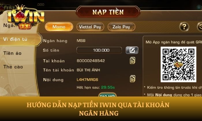 Hướng dẫn nạp tiền iWin