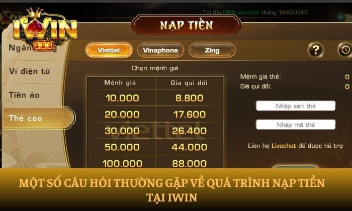 Hướng dẫn nạp tiền iWin