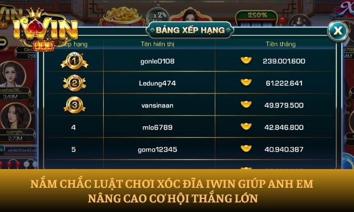 Cách chơi xóc đĩa iWin dễ hiểu, thắng nhanh chỉ sau vài ván 4 xoc dia iwin 3